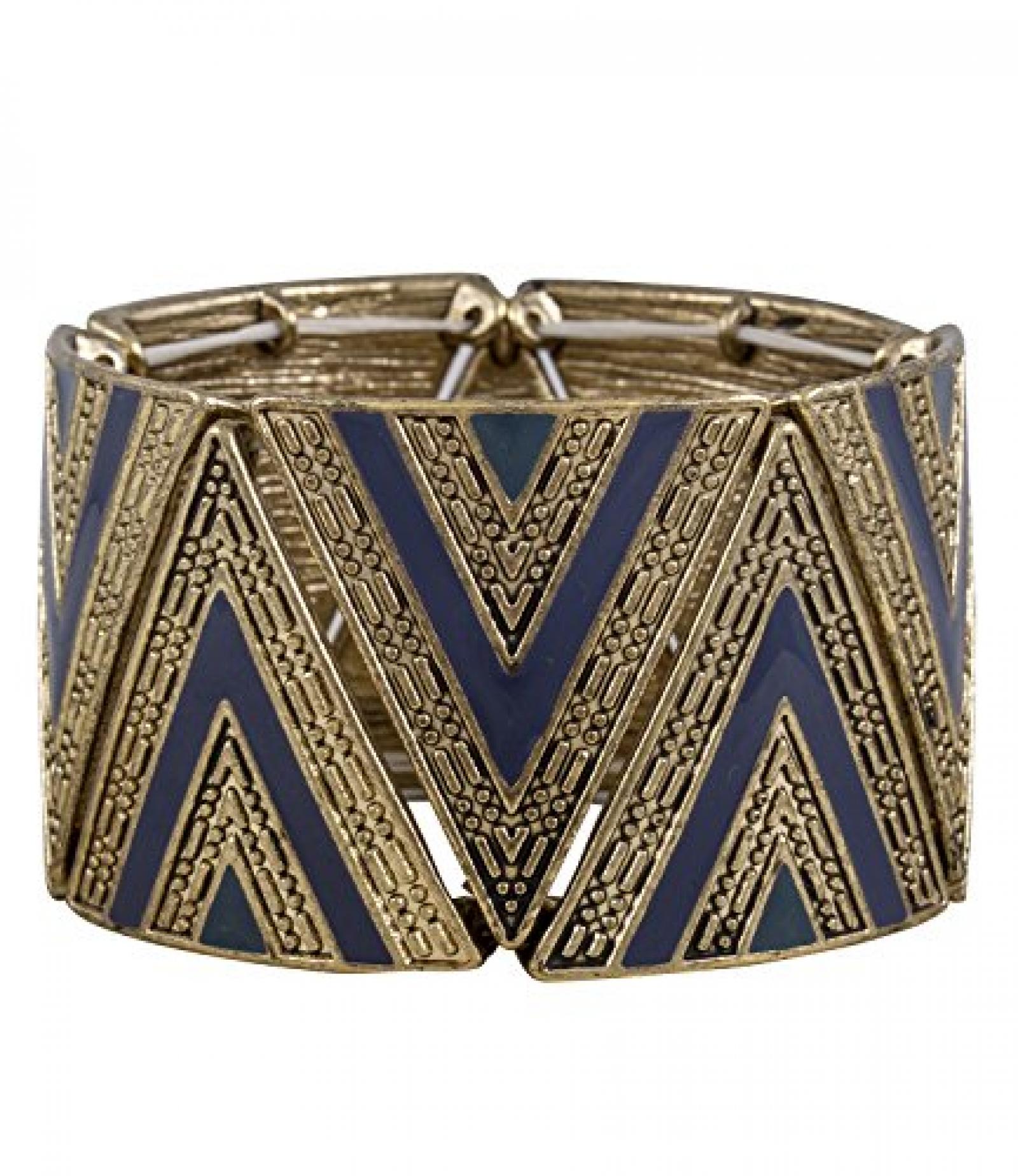 SIX "Ikat Blue" Armband aus goldenen Dreiecken, blaue Beschichtung (382-987) 